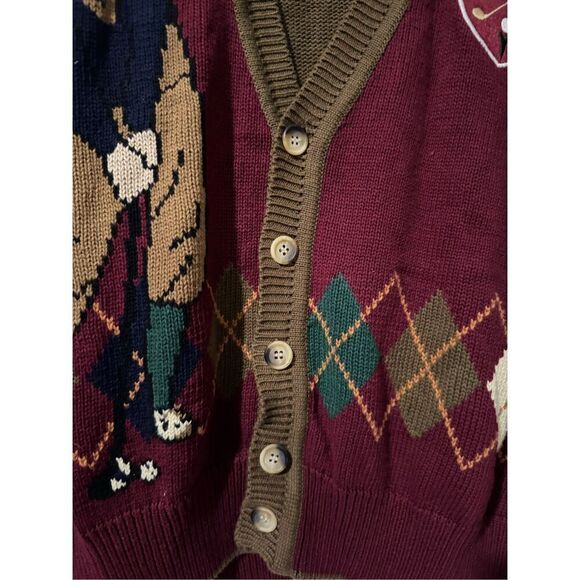 Hathaway knit golfer and crest print sweater cotton L - Picture 6 of 6